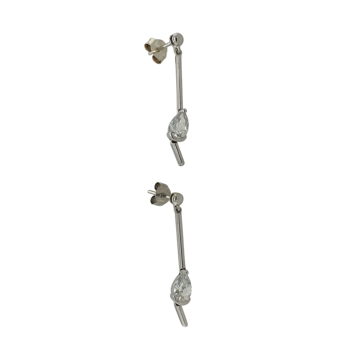 9ct White Gold & Cubic Zirconia Set Teardrop Drop Earrings