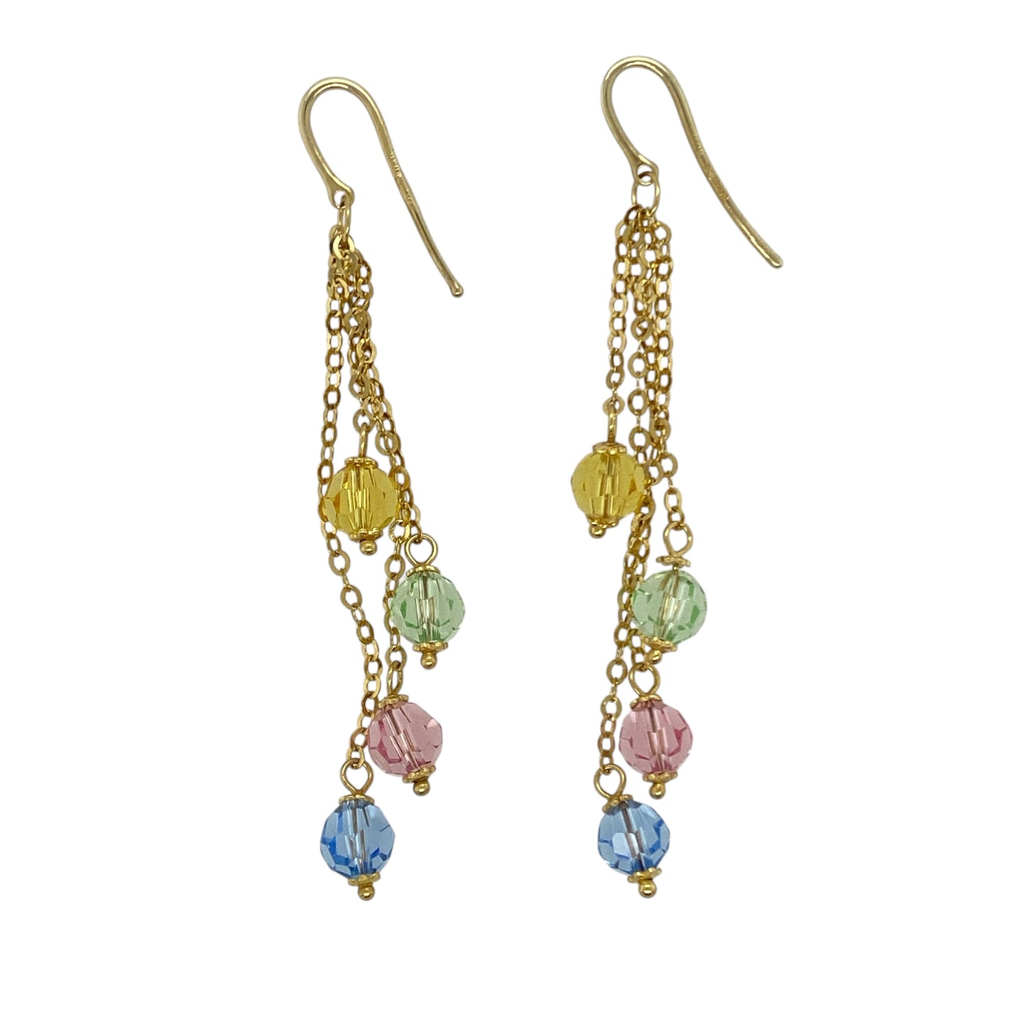 9ct Gold & Colourful Stone Drop Earrings