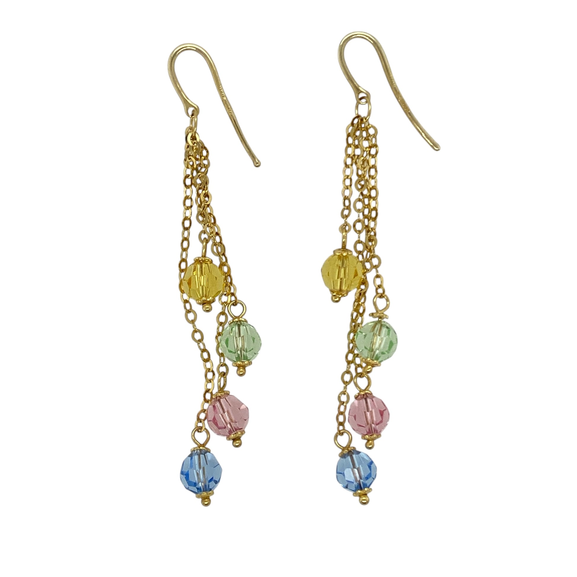 9ct Gold & Colourful Stone Drop Earrings