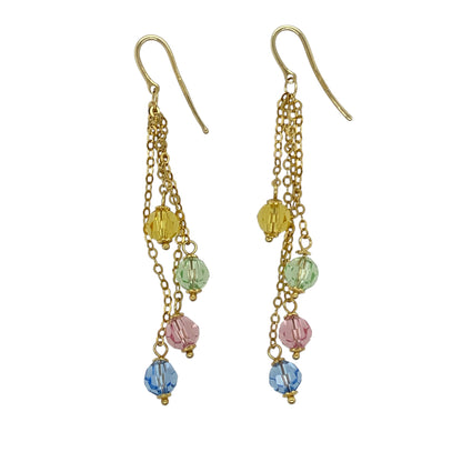 9ct Gold & Colourful Stone Drop Earrings