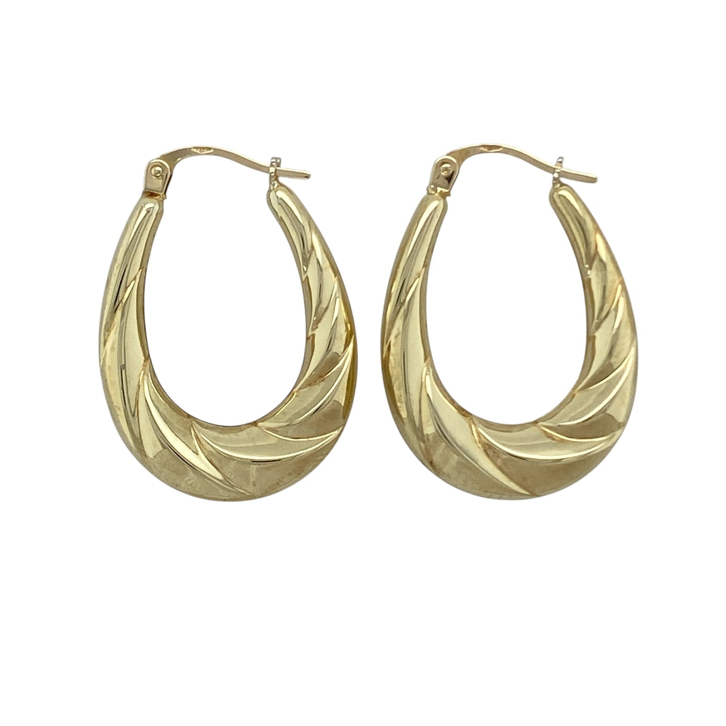 9ct Gold Twisted Oval Creole Earrings