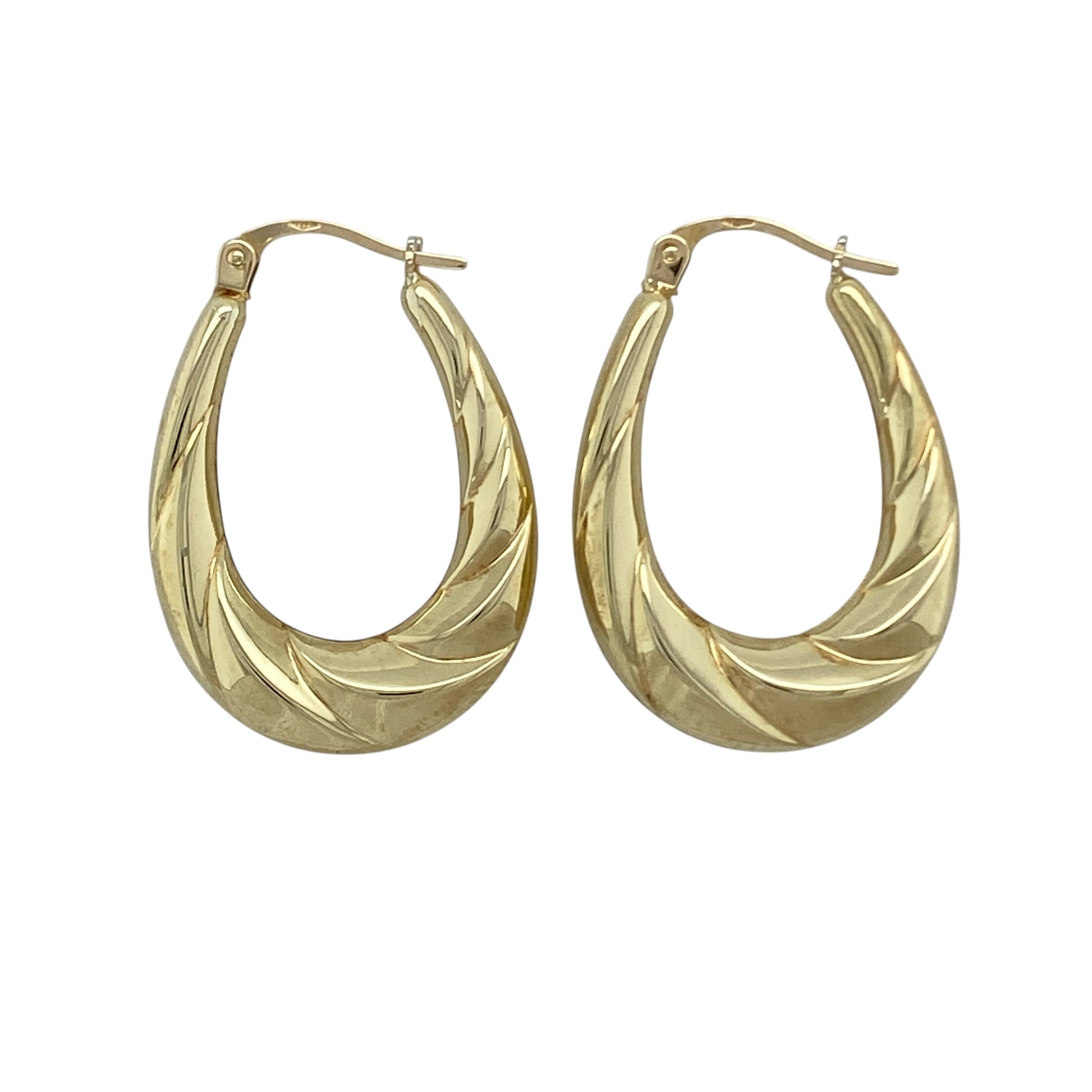 9ct Gold Twisted Oval Creole Earrings