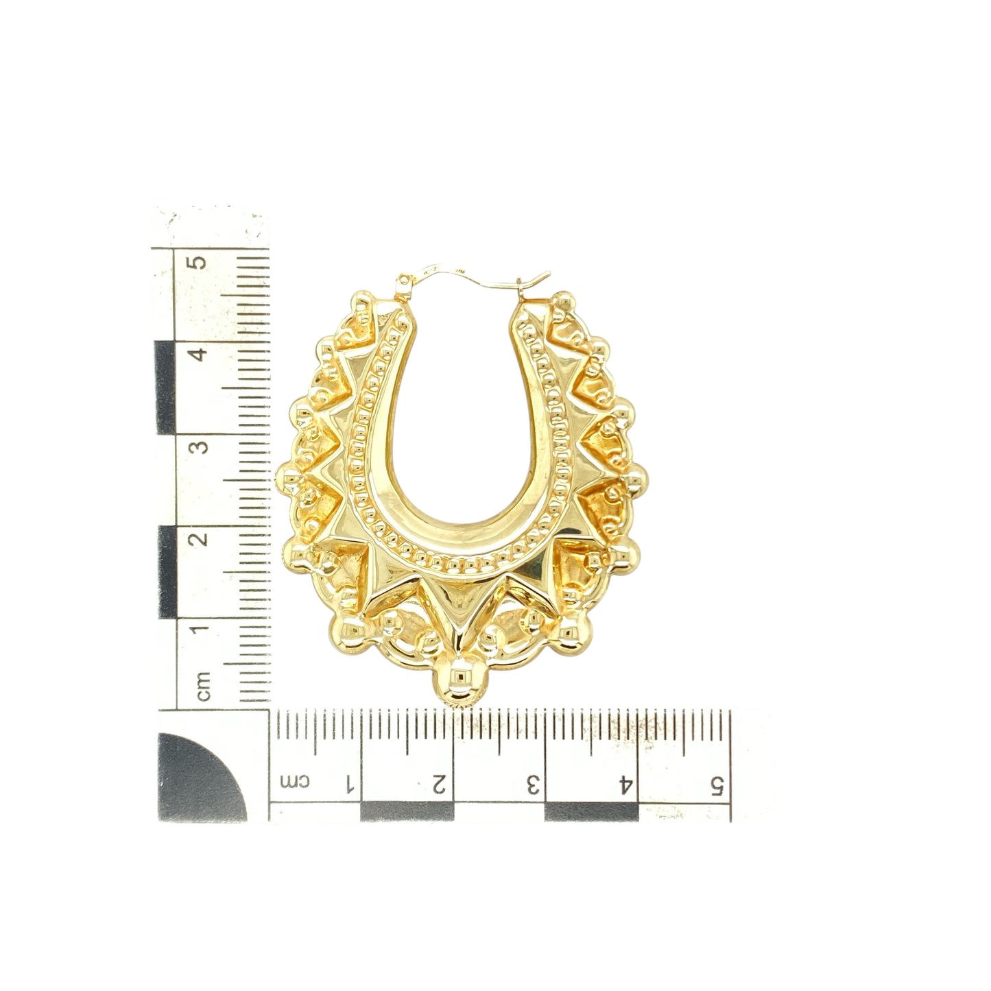 9ct Gold Fancy Patterned Large Creole Earrings