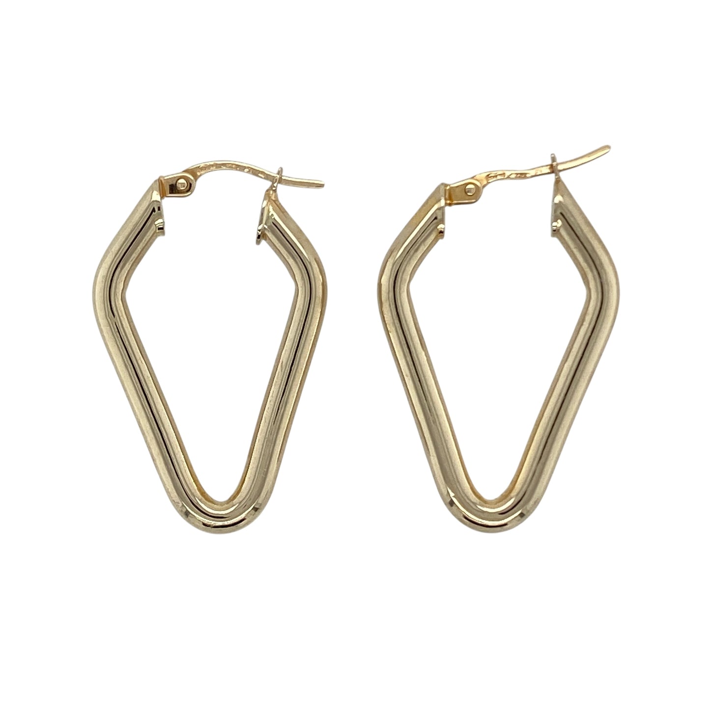 9ct Gold Diamond Shape Creole Earrings