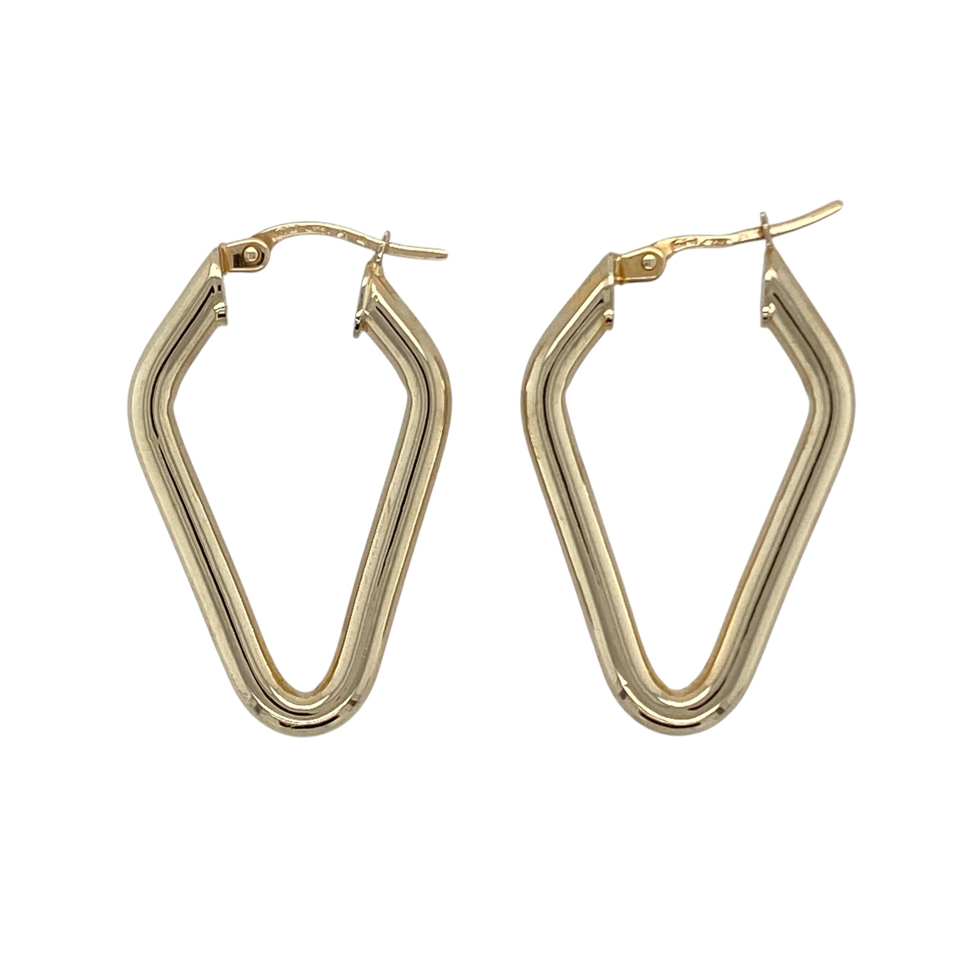 9ct Gold Diamond Shape Creole Earrings