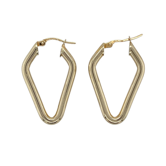 9ct Gold Diamond Shape Creole Earrings