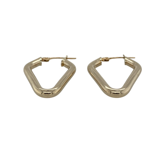 Bring sleek simplicity and modern elegance to your collection with these pre-owned 9ct yellow gold diamond shape plain creole earrings, offering a clean silhouette with timeless appeal—perfect for everyday wear or effortless styling.

Design: The earrings feature a diamond-shaped creole hoop design with smooth, plain surfaces, creating a sharp and contemporary look while maintaining classic elegance.