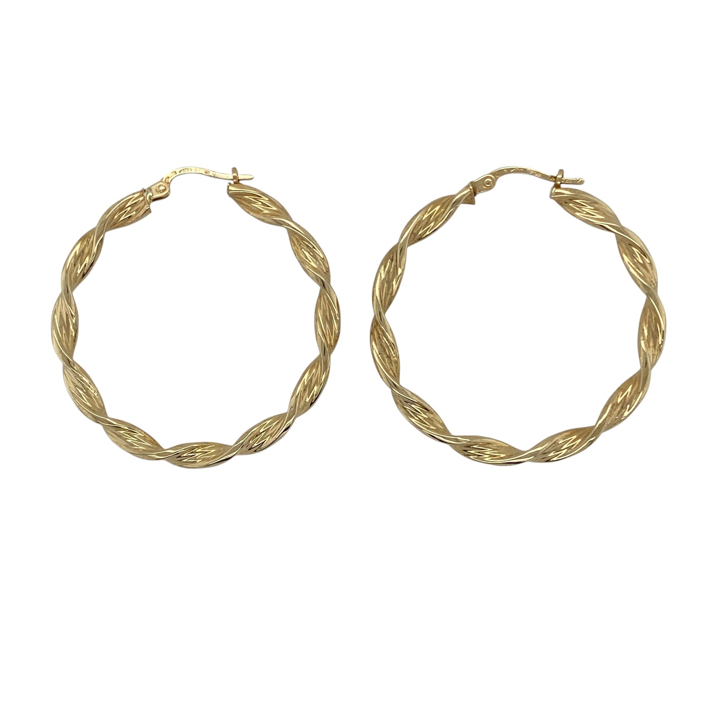 9ct Gold Twisted Hoop Creole Earrings