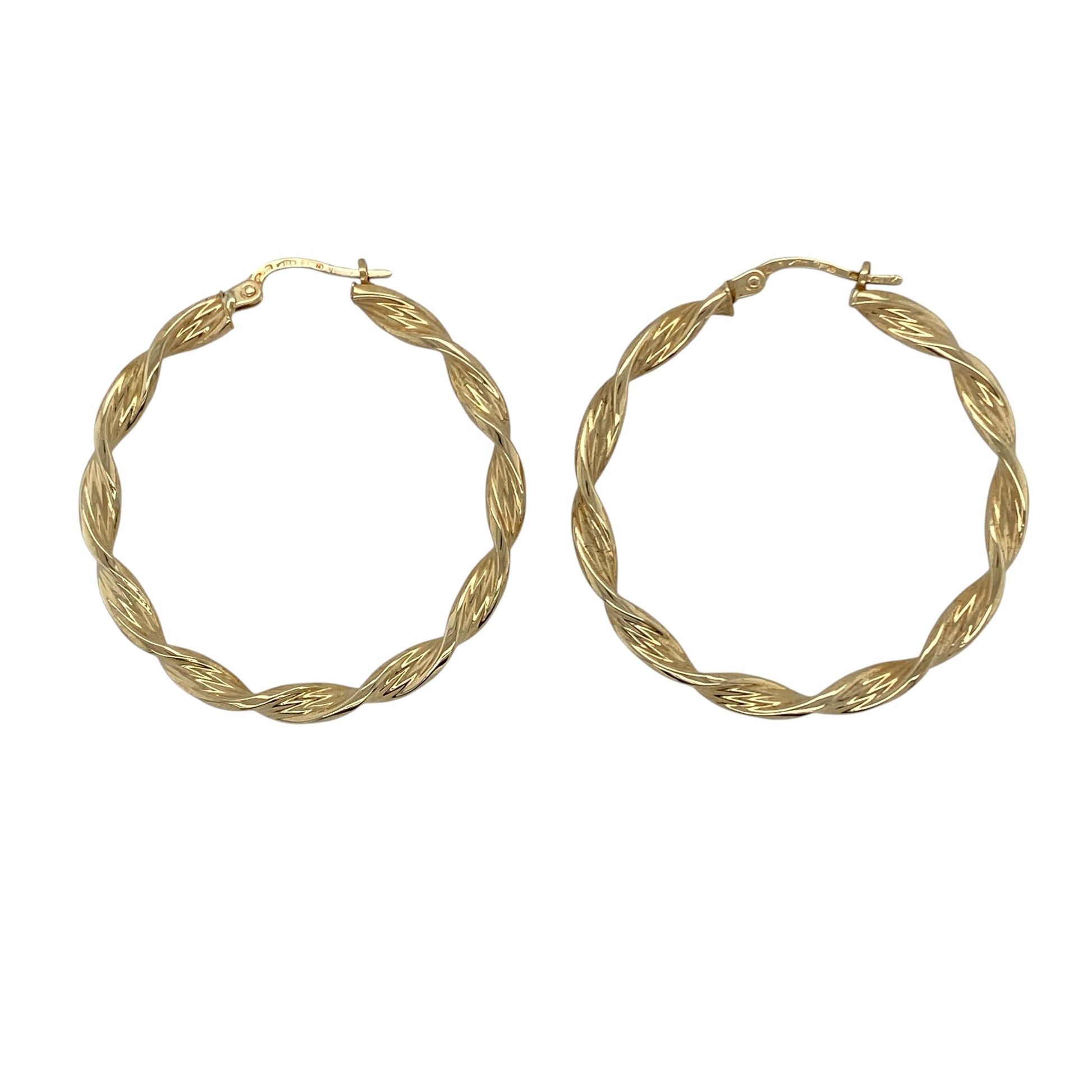 9ct Gold Twisted Hoop Creole Earrings