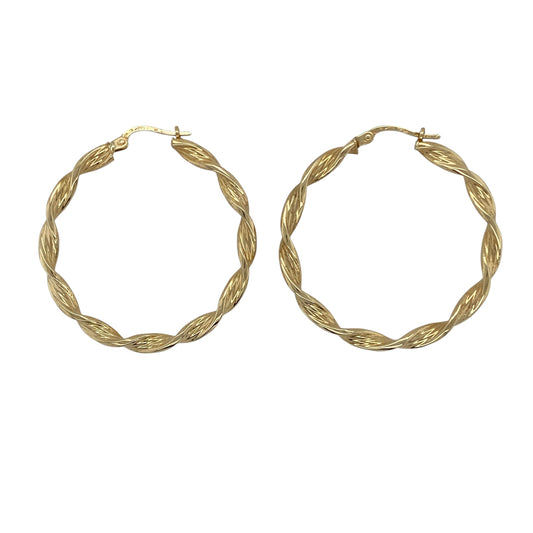 9ct Gold Twisted Hoop Creole Earrings