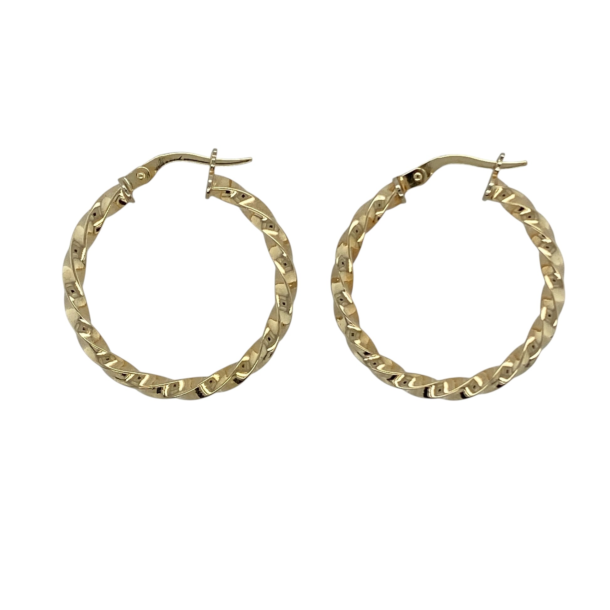 9ct Gold Twisted Hoop Creole Earrings