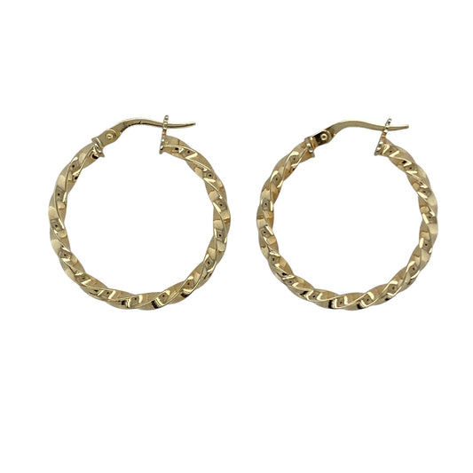 9ct Gold Twisted Hoop Creole Earrings