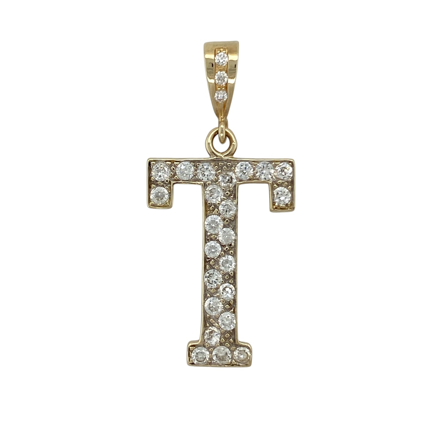 9ct Gold & Cubic Zirconia Initial 'T' Pendant