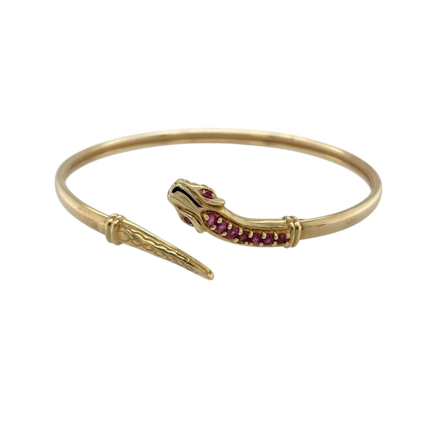 9ct Gold & Ruby Set Snake Bangle