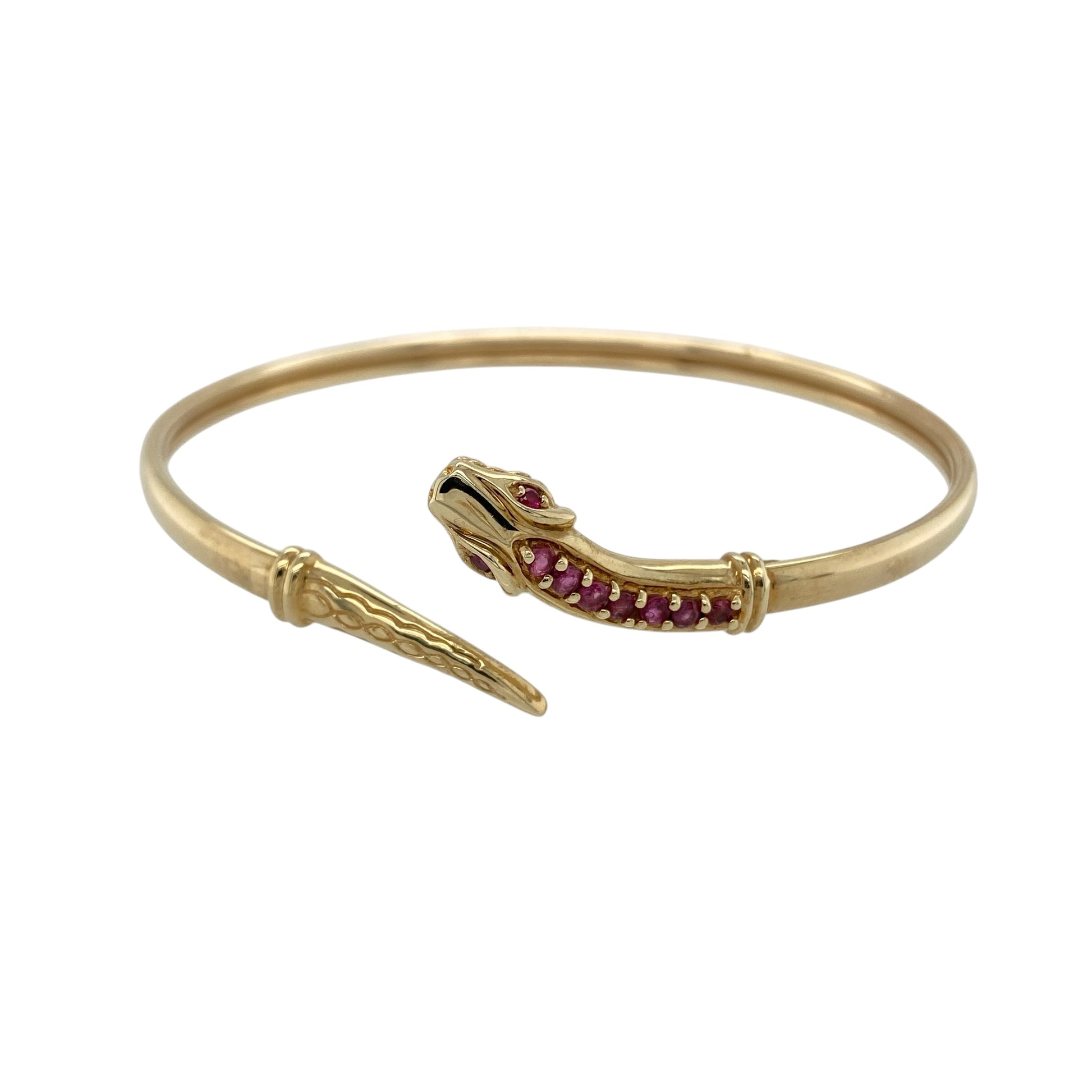 9ct Gold & Ruby Set Snake Bangle