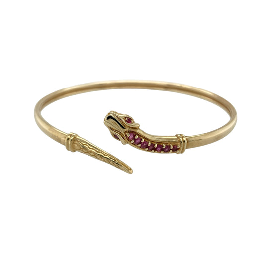 9ct Gold & Ruby Set Snake Bangle