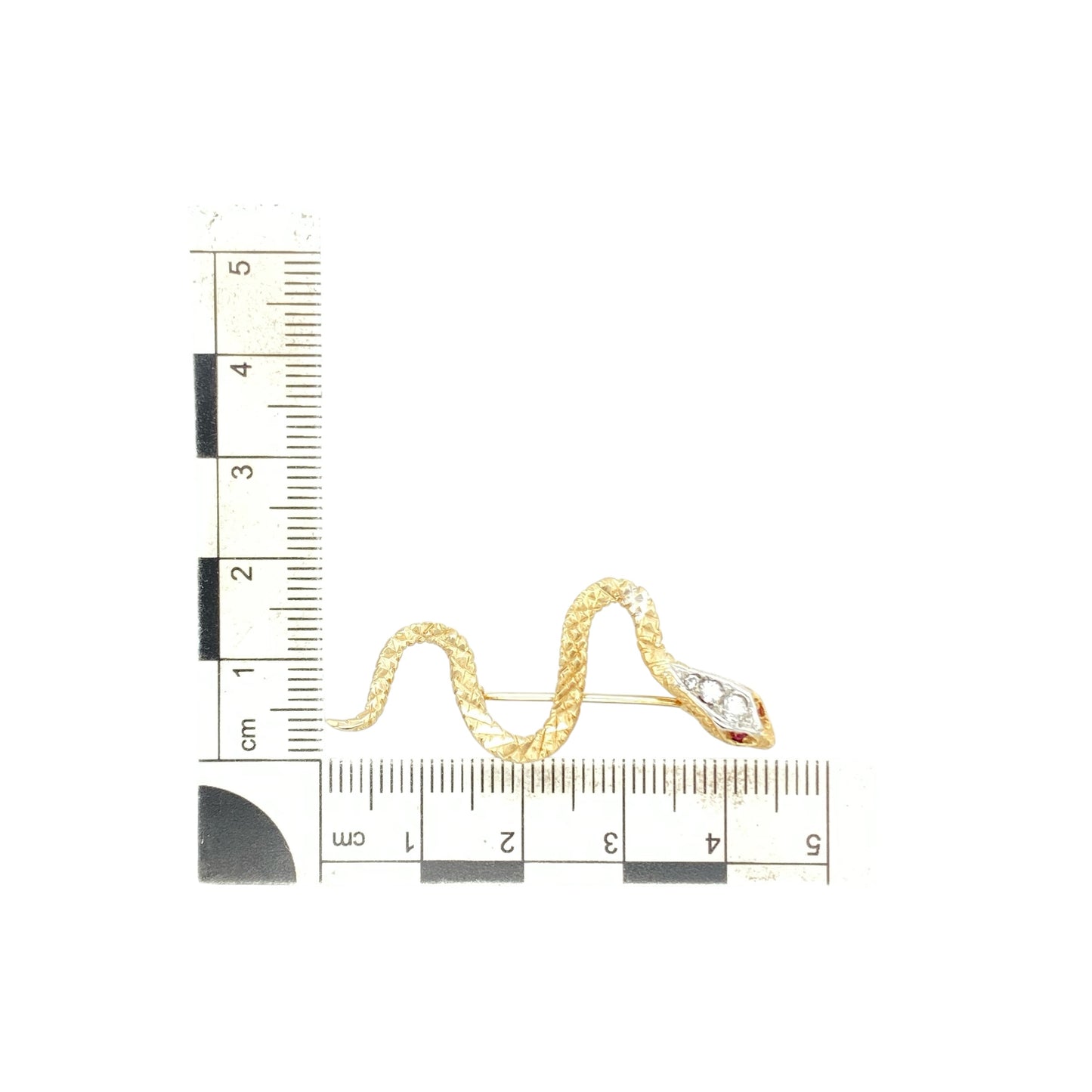 9ct Gold Ruby & Cubic Zirconia Set Snake Brooch
