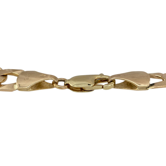 Bring bold style and classic appeal to your collection with this pre-owned 9ct yellow gold curb bracelet, featuring a substantial weight and striking profile—perfect for making a statement every day or elevating occasion wear.

Design: The bracelet features a traditional curb link pattern with a wide 9mm profile, offering a strong, masculine look with smooth, interlocking links that sit comfortably against the wrist.