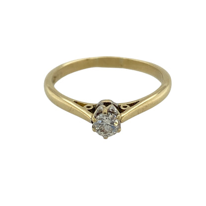 18ct Gold & Diamond Set Solitaire Ring