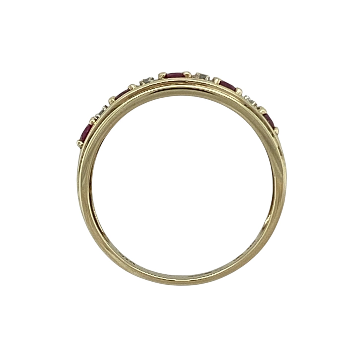 9ct Gold Diamond & Ruby Set Band Ring
