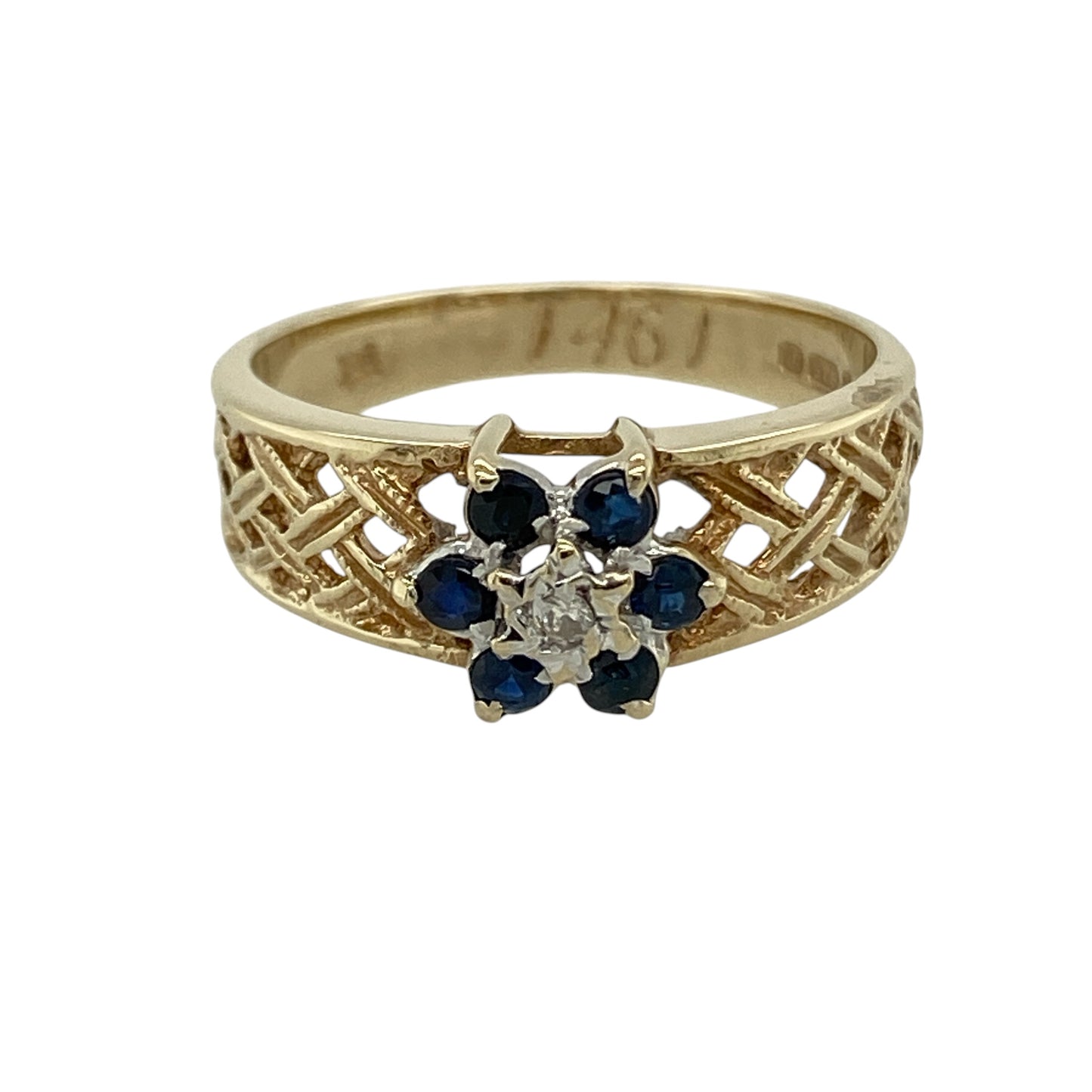 9ct Gold Diamond & Sapphire Set Cluster Ring