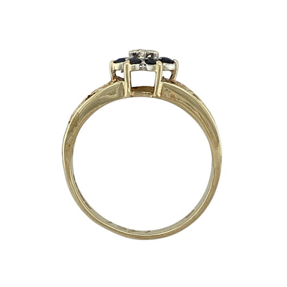 9ct Gold Diamond & Sapphire Set Cluster Ring