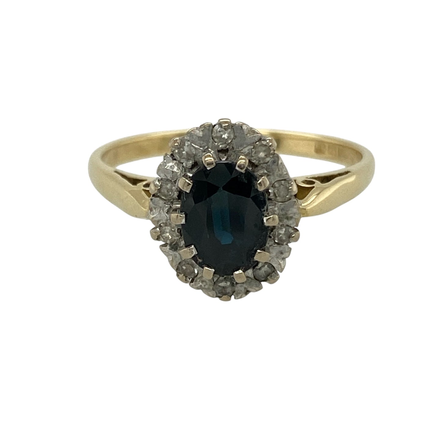 18ct Gold Diamond & Sapphire Set Cluster Ring