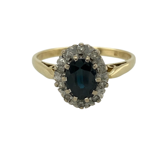 18ct Gold Diamond & Sapphire Set Cluster Ring