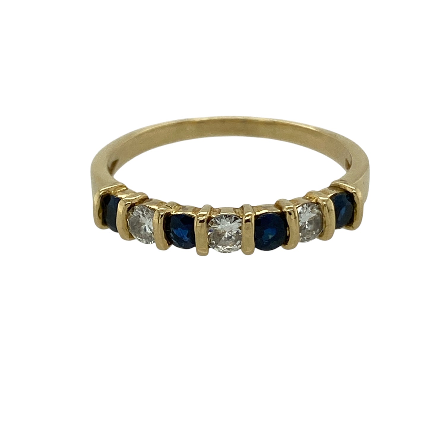 18ct Gold Diamond & Sapphire Set Band Ring