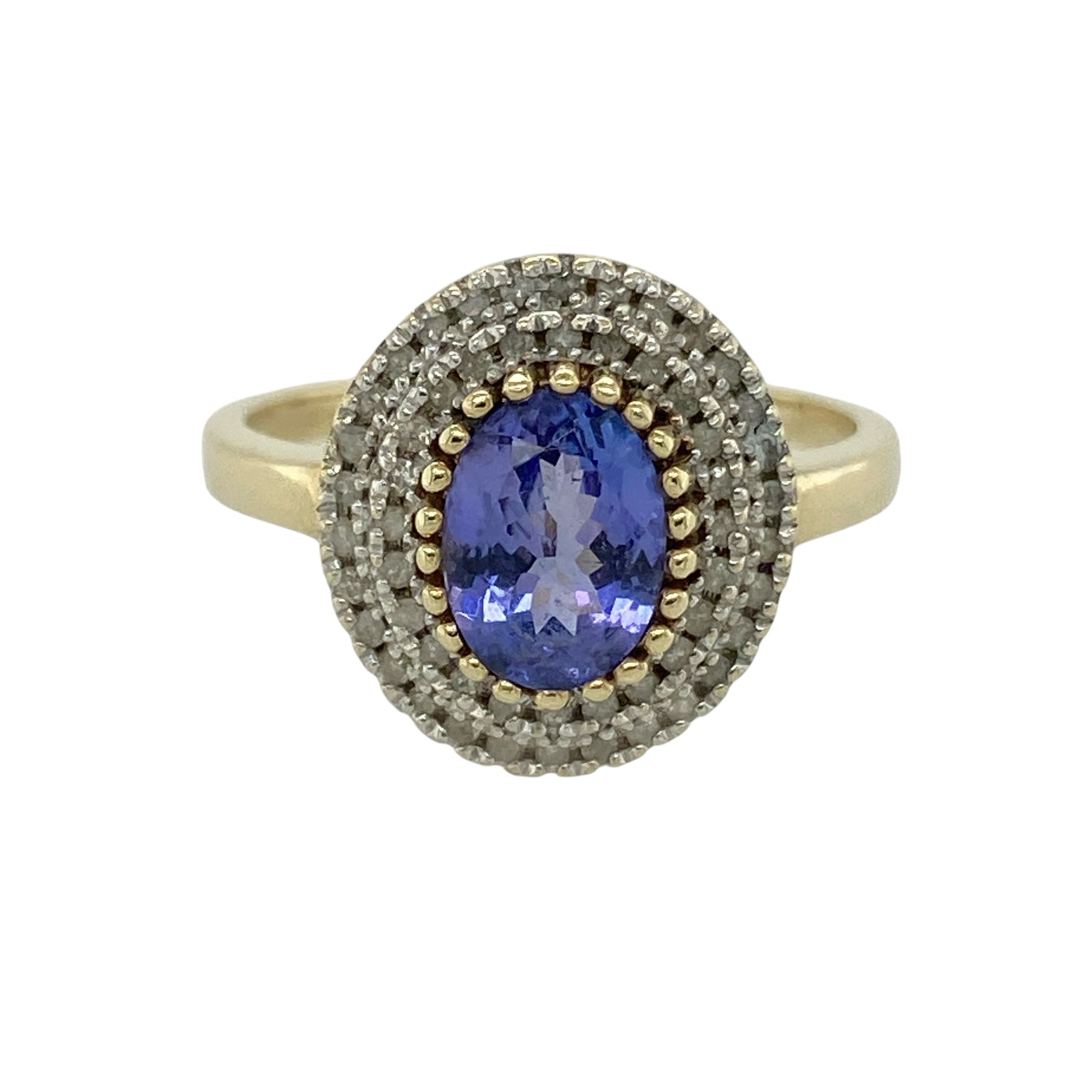 9ct Gold Diamond & Tanzanite Set Cluster Ring