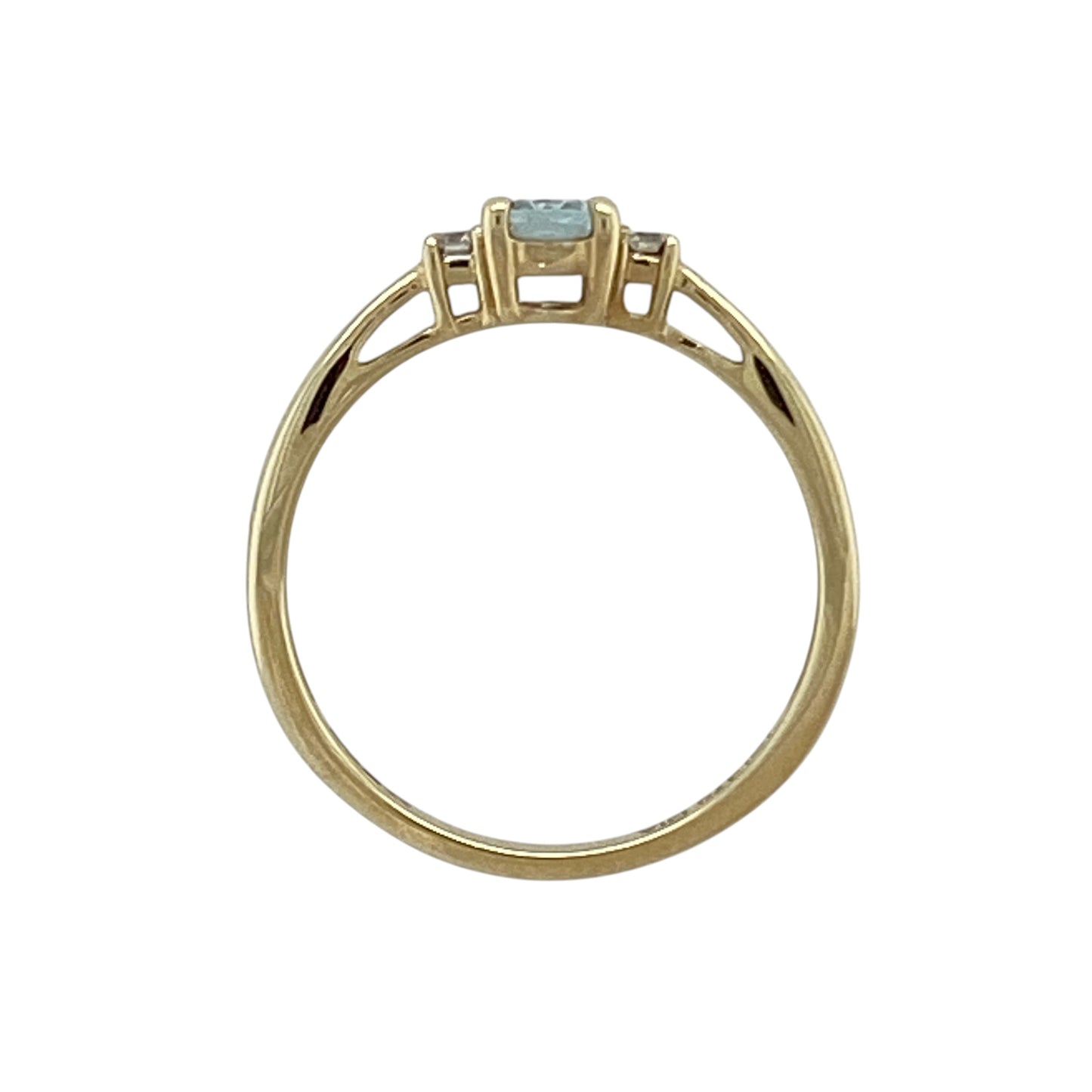 9ct Gold Diamond & Blue Stone Trilogy Ring