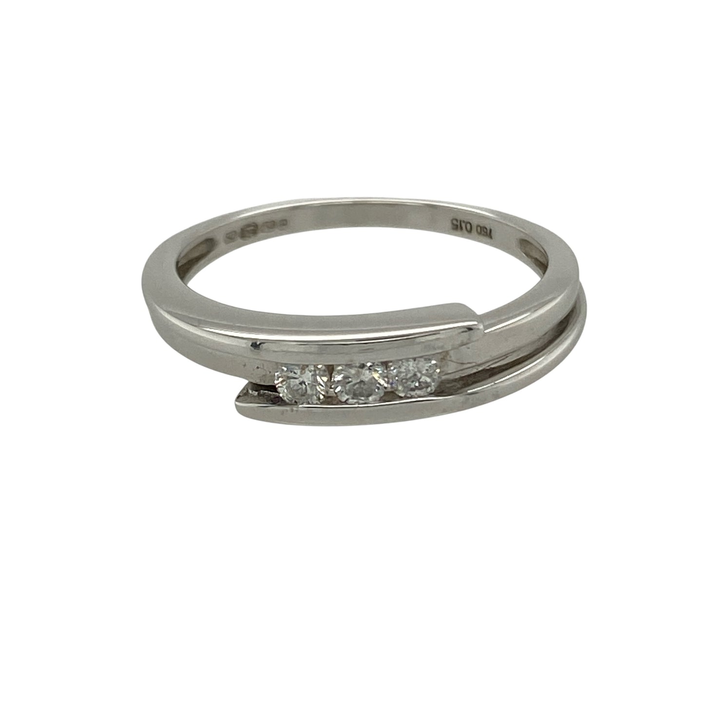 18ct White Gold & Diamond Set Wrap Over Band Ring