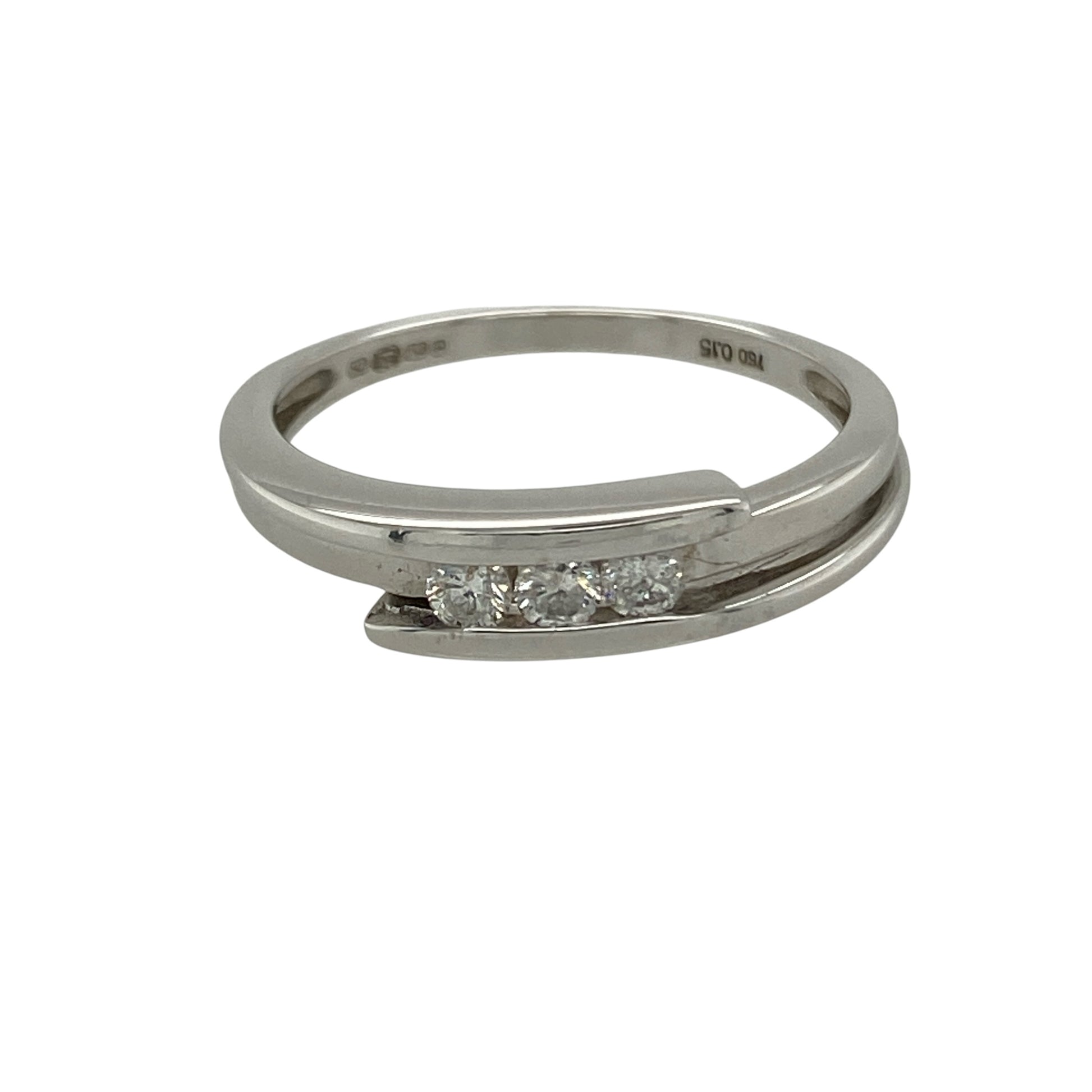 18ct White Gold & Diamond Set Wrap Over Band Ring