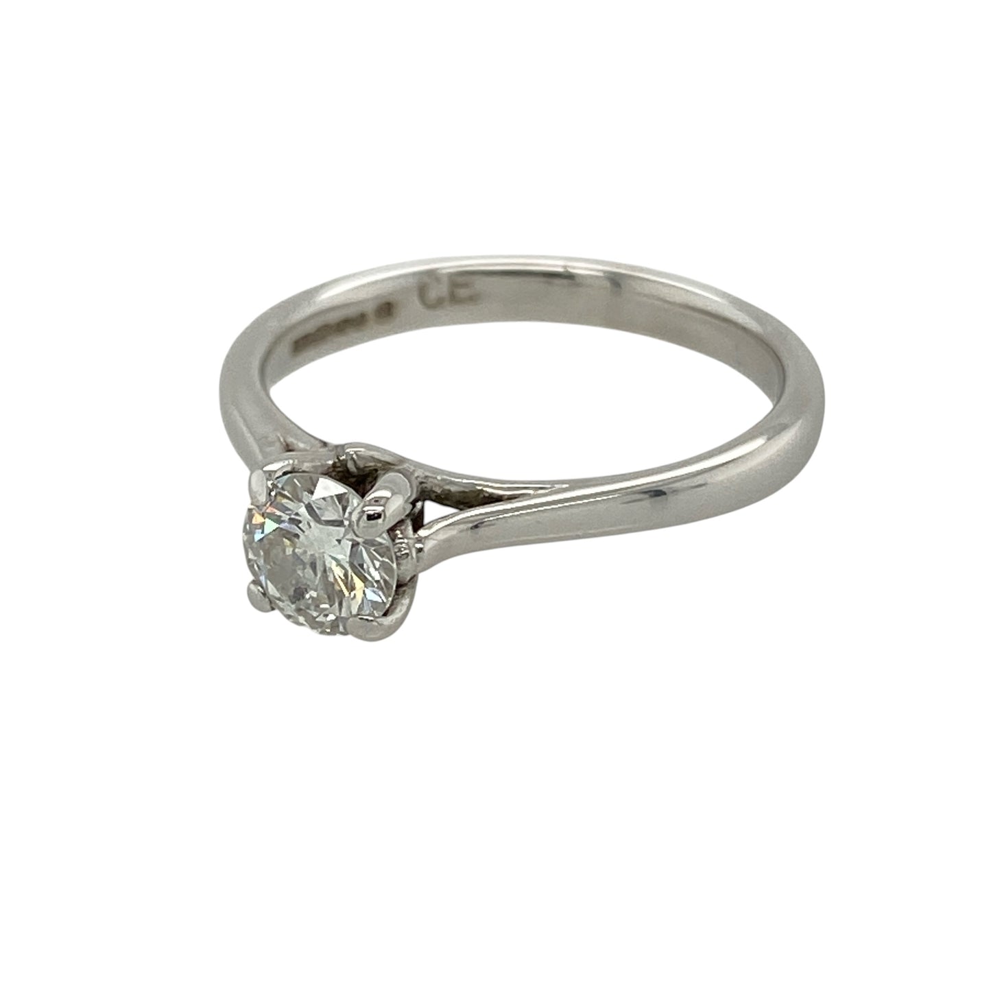 Bring timeless elegance and exceptional sparkle to your collection with this pre-owned 9ct white gold diamond solitaire ring, featuring a striking centre stone and classic design—perfect for special occasions or everyday luxury.

Design: The ring showcases a brilliant-cut diamond of approximately 0.44ct at the centre, offering a bold and eye-catching focal point in a timeless solitaire style.