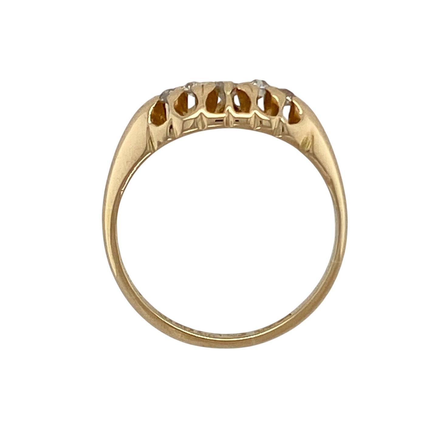 18ct Gold & Diamond Set Five Stone Vintage Style Ring