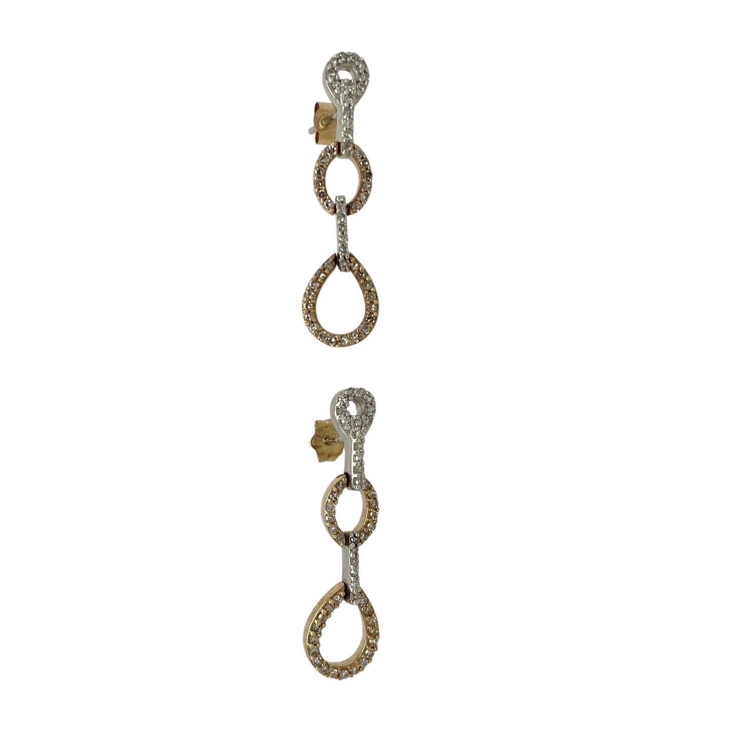 9ct Gold & Diamond Set Oval Link Drop Earrings