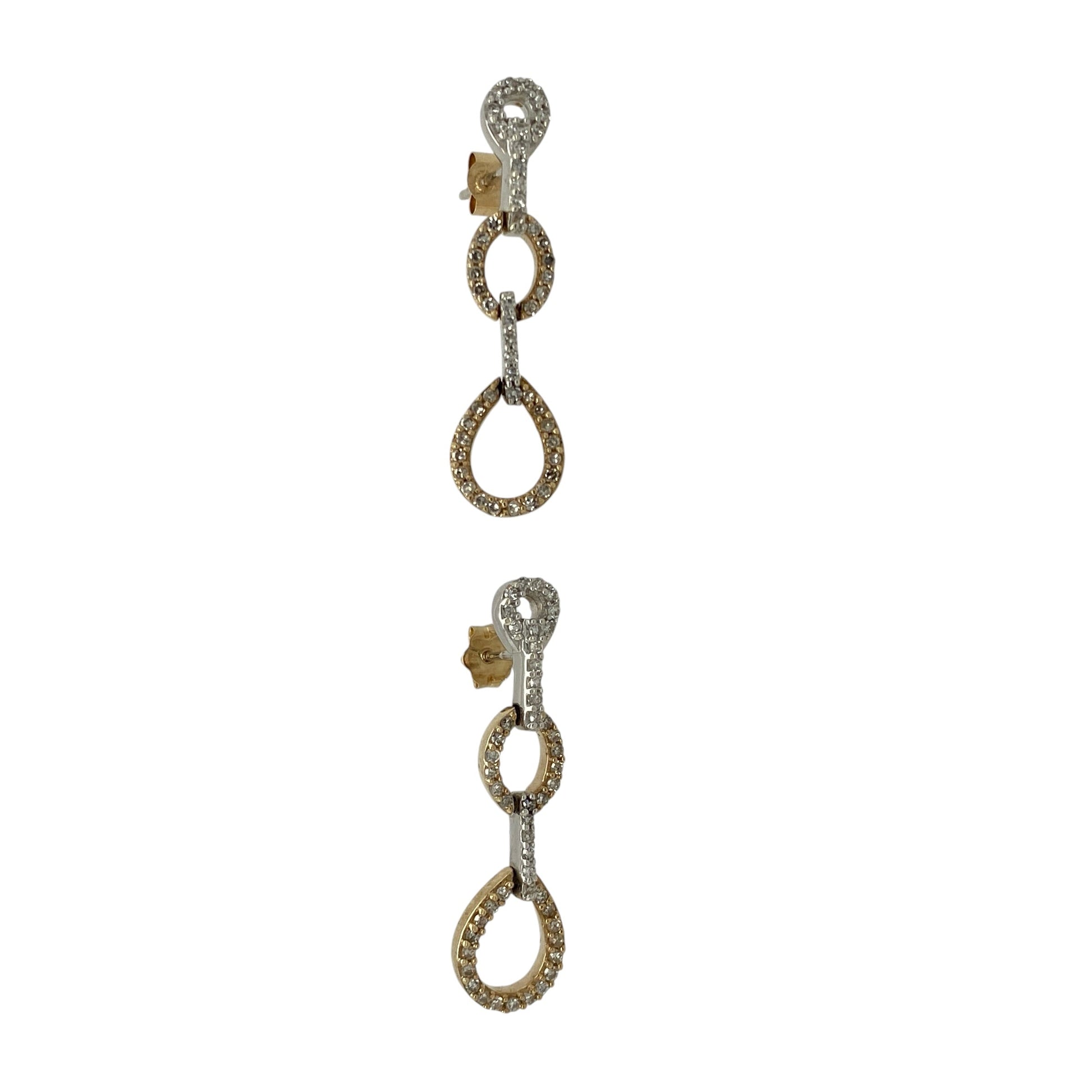 9ct Gold & Diamond Set Oval Link Drop Earrings