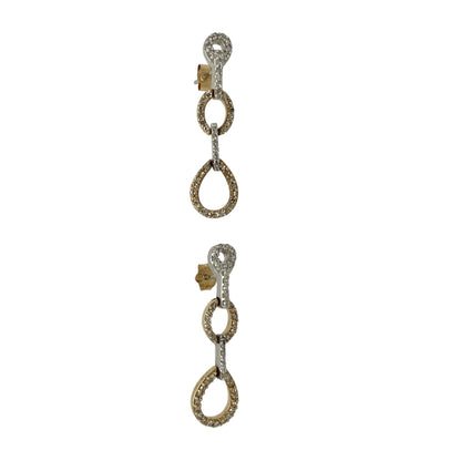 9ct Gold & Diamond Set Oval Link Drop Earrings