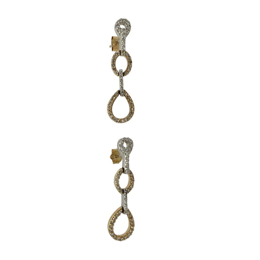 9ct Gold & Diamond Set Oval Link Drop Earrings