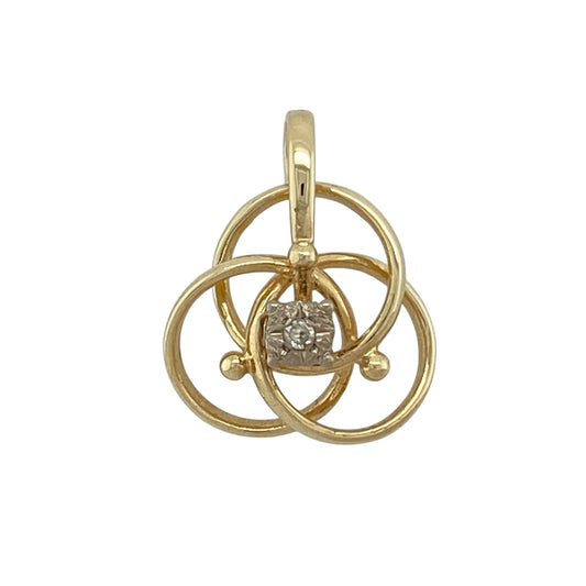 9ct Gold & Diamond Set Open Weave Knot Pendant