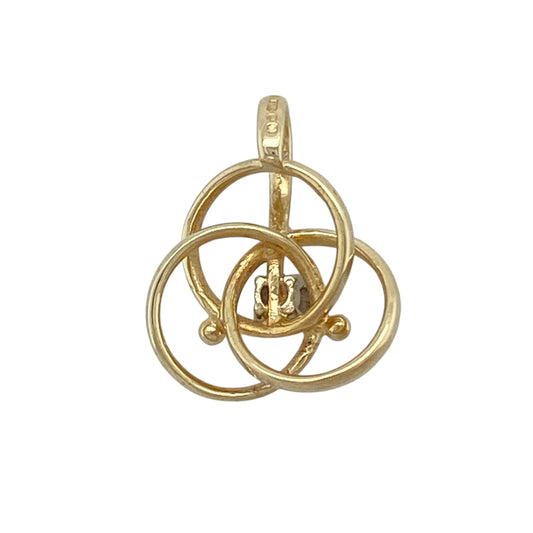 Bring elegant texture and subtle sparkle to your collection with this pre-owned 9ct yellow gold diamond set open weave knot pendant, featuring a timeless design with intricate detail—perfect for everyday wear or a meaningful gift.

Design: The pendant features an open weave knot design, creating a flowing and interwoven pattern with delicate diamond accents that add a touch of sparkle and visual interest.