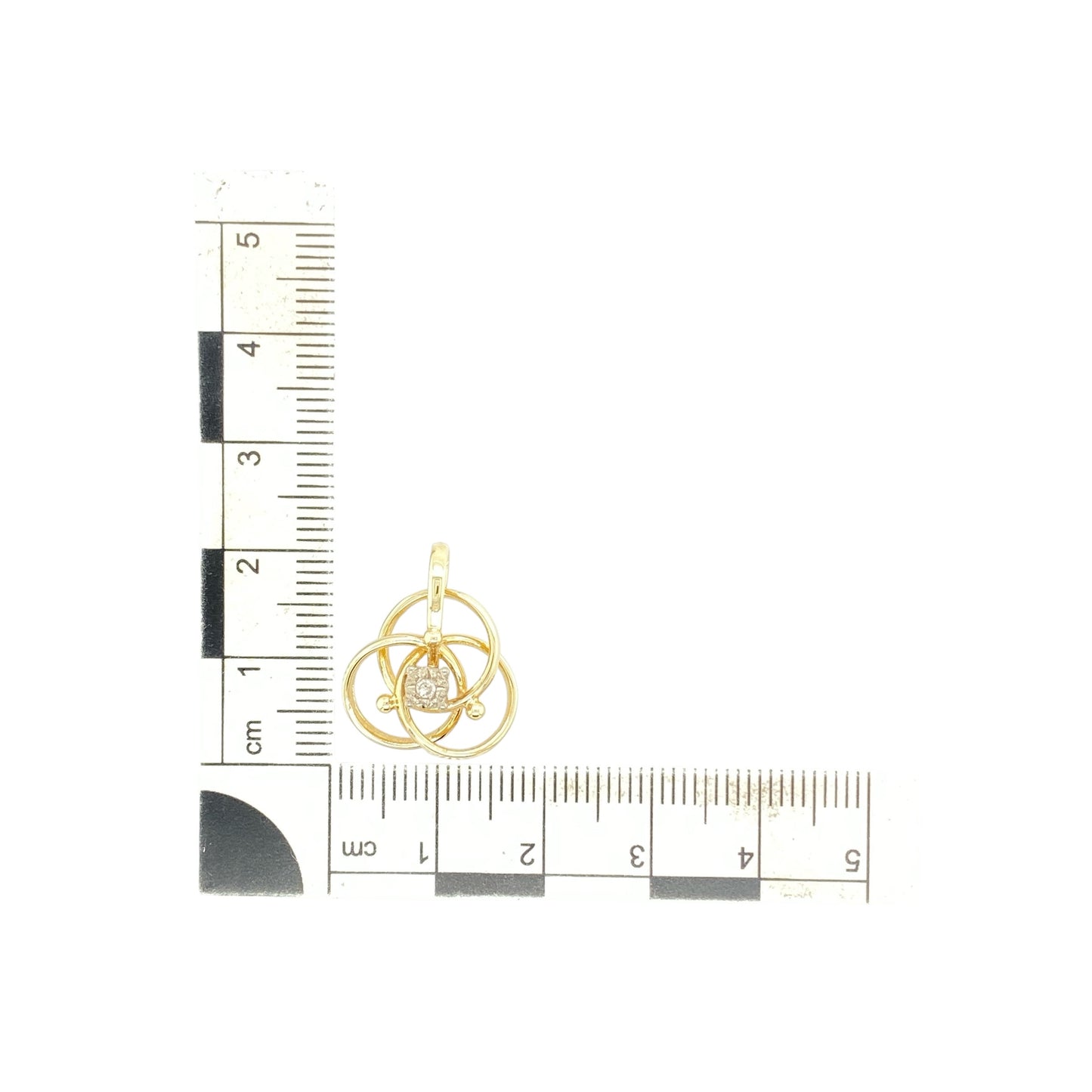 9ct Gold & Diamond Set Open Weave Knot Pendant