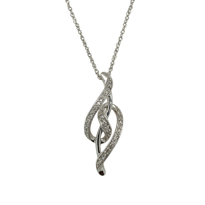 9ct White Gold & Diamond Set Twist Weave 18" Necklace