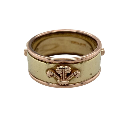 9ct Gold Welsh Three Feathers Band Ring