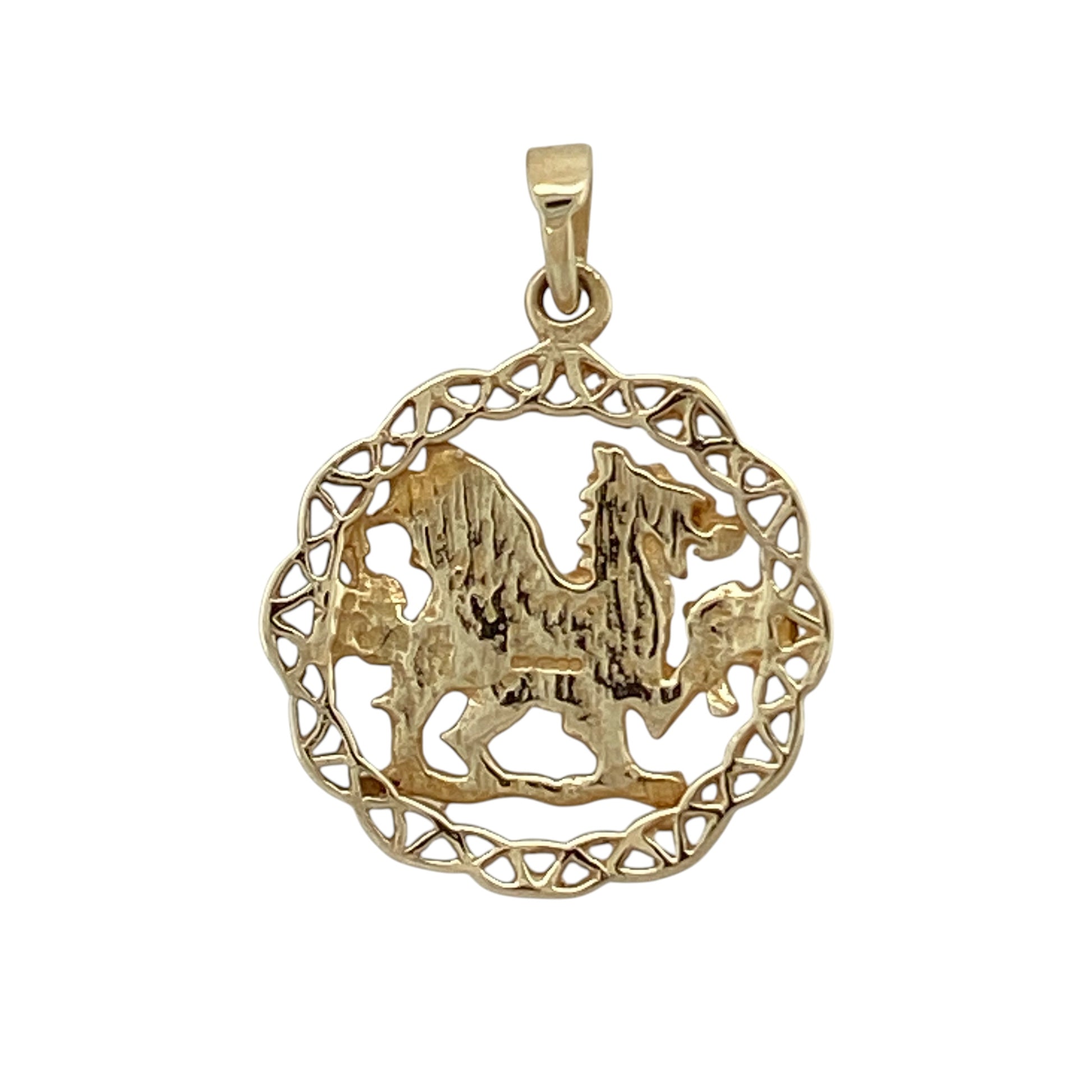 Bring delicate heritage charm and natural beauty to your collection with this pre-owned 9ct yellow gold Welsh daffodil pendant, featuring a symbolic floral design with intricate Celtic detailing—perfect for everyday wear or a meaningful gift.

Design: The pendant showcases a round form with a detailed daffodil at the centre, framed by a decorative Celtic-style surround that adds texture and traditional character.