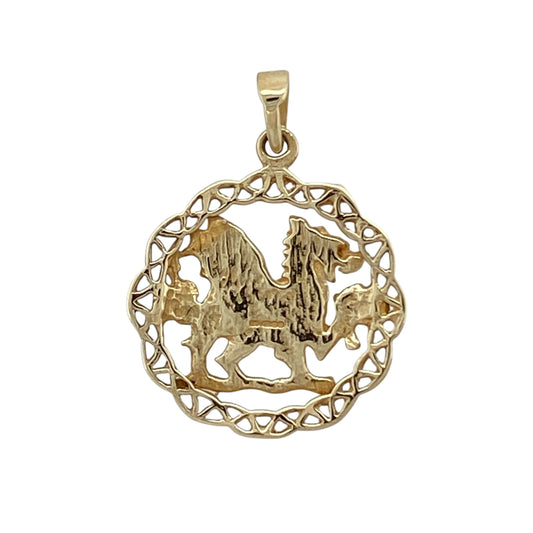 Bring delicate heritage charm and natural beauty to your collection with this pre-owned 9ct yellow gold Welsh daffodil pendant, featuring a symbolic floral design with intricate Celtic detailing—perfect for everyday wear or a meaningful gift.

Design: The pendant showcases a round form with a detailed daffodil at the centre, framed by a decorative Celtic-style surround that adds texture and traditional character.