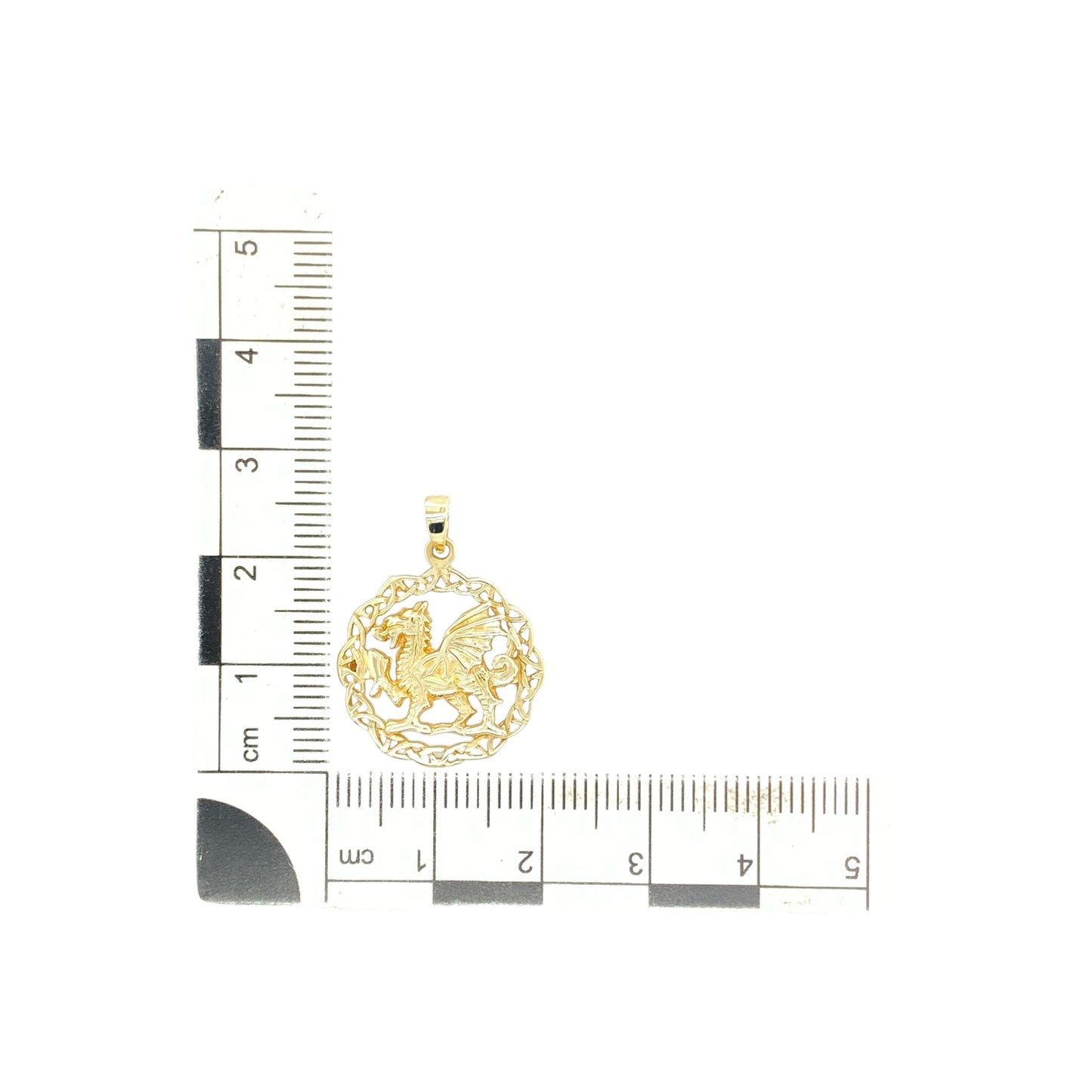 9ct Gold Welsh Daffodil Celtic Round Pendant