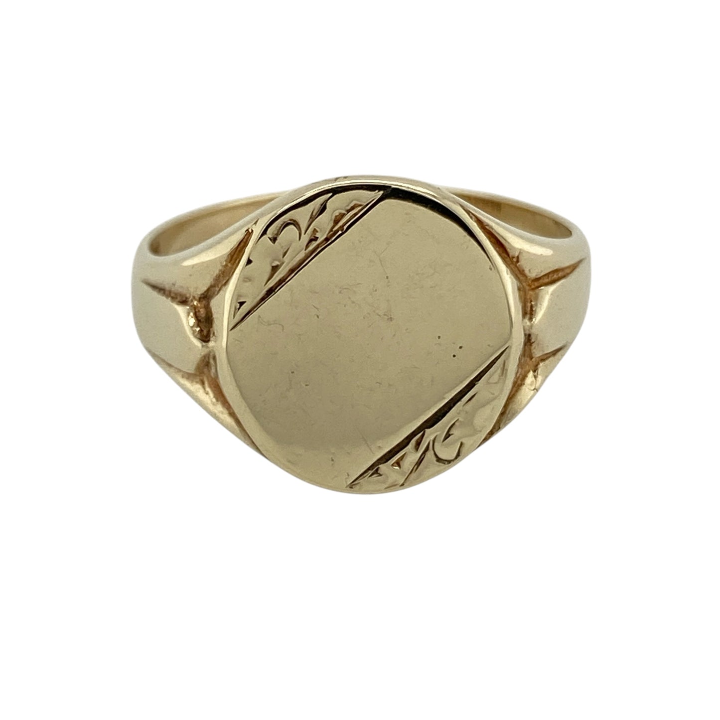 9ct Gold Patterned Oval Signet Ring