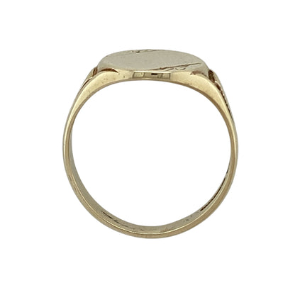 9ct Gold Patterned Oval Signet Ring