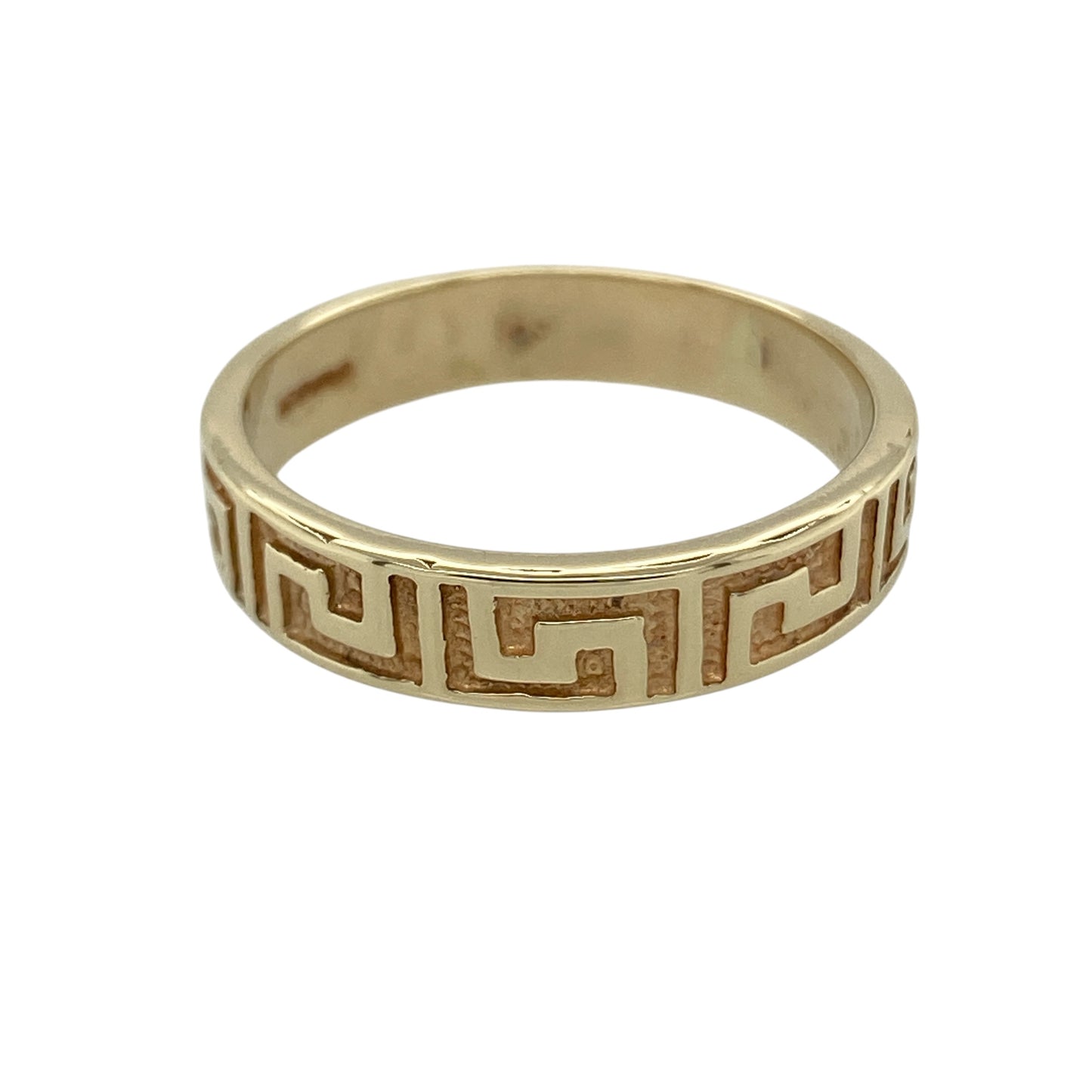 9ct Gold Greek Key Patterned Band Ring
